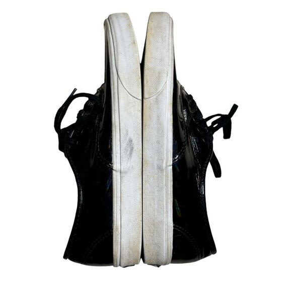 Vans Men's Black Patent Leather Tie Up Lace Up Sneakers Size 10 - Picture 4 of 8